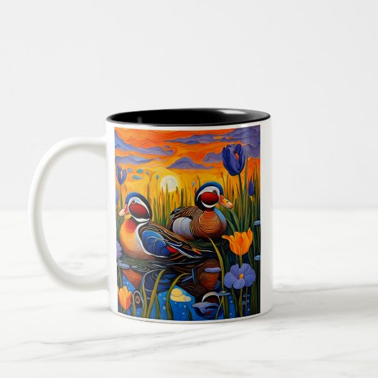 Eenden in riet tweekleurige koffiemok (Links)