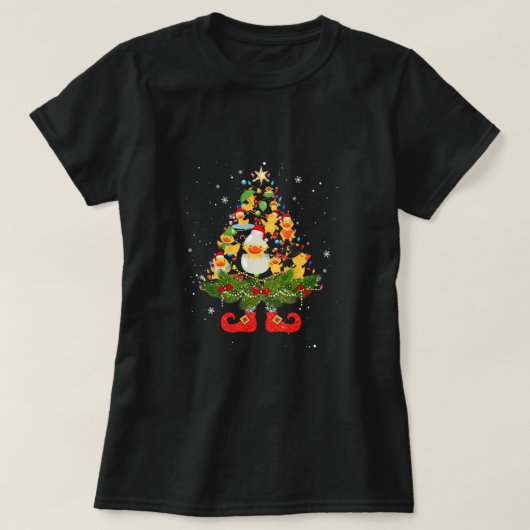 Eenden kerstboomluiden met luchte kersttaspelhoed t-shirt (Design voorkant)