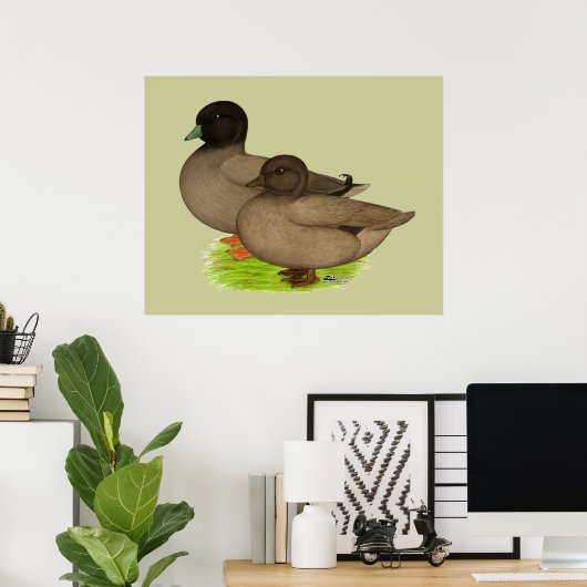 Eenden: Khaki roept Poster (Thuiskantoor)