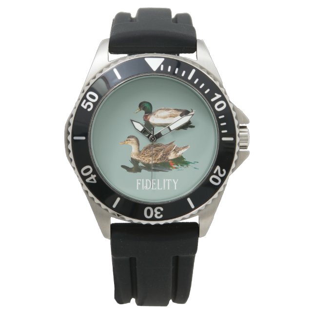 Eenden Mallards Eetbare Frosting Rondes Horloge (Voorkant)