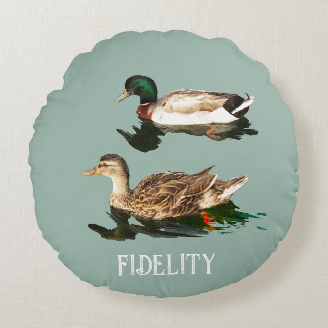 Eenden Mallards Eetbare Frosting Rondes Rond Kussen (Voorkant)