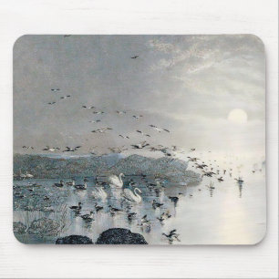 Eenden, Mallards en Zwans op het meer bij zonsonde Muismat