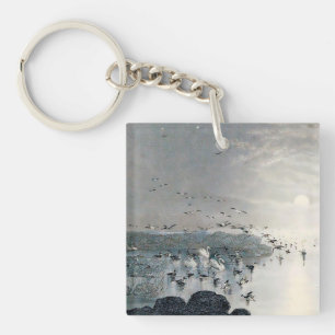 Eenden, Mallards en Zwans op het meer bij zonsonde Sleutelhanger