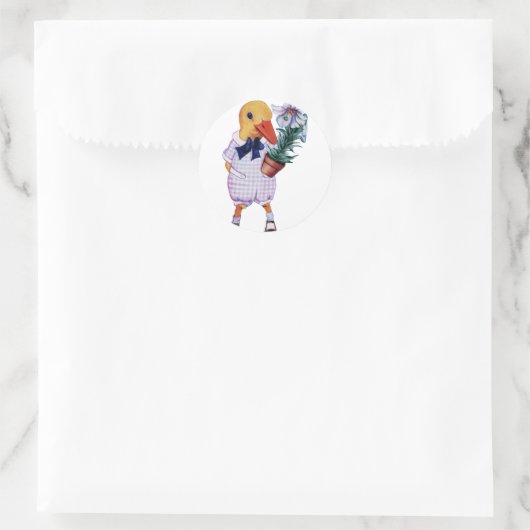  eenden met bloemen ronde sticker (Tas)