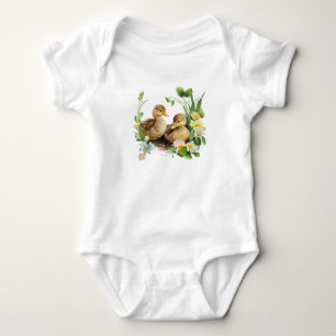 Eenden met gele en witte bloemen romper