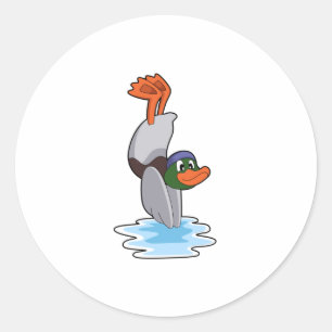 Eenden met handstandaard in water.PNG Ronde Sticker