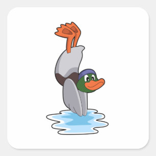 Eenden met handstandaard in water.PNG Vierkante Sticker