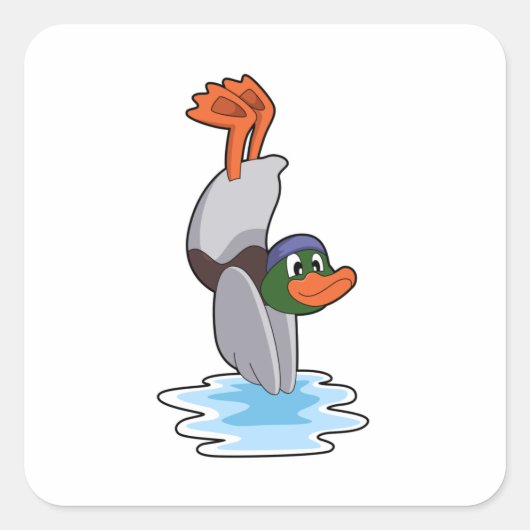 Eenden met handstandaard in water.PNG Vierkante Sticker (Voorkant)