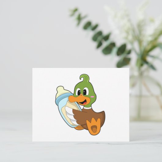 Eenden met melkfles briefkaart (Staand voorkant)