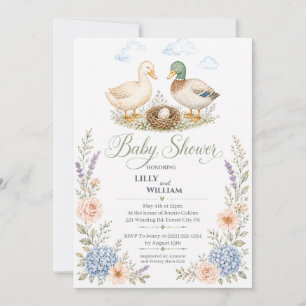 Eenden met nest babyshower uitnodiging