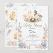 Eenden met nest babyshower uitnodiging (Voorkant / Achterkant)