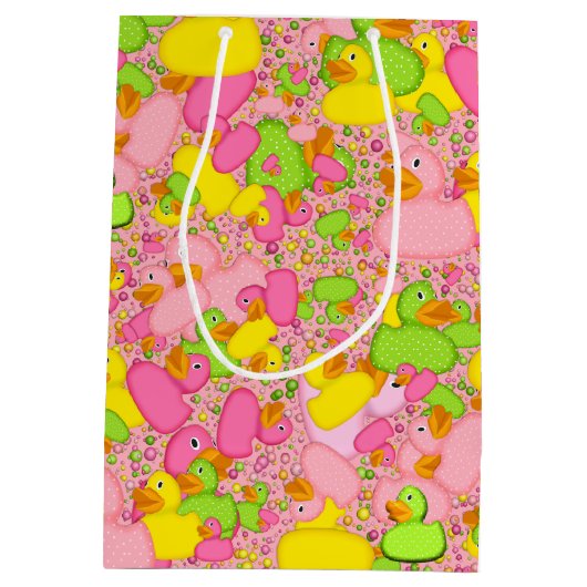 Eenden-n-Stippen-stijl-2-Lt roze-GIFT BAG M Medium Cadeauzakje (Achterkant)