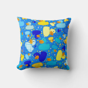 Eenden-n-Stippen-stijl-3-Blauw SIERKUSSEN van 3-Sq