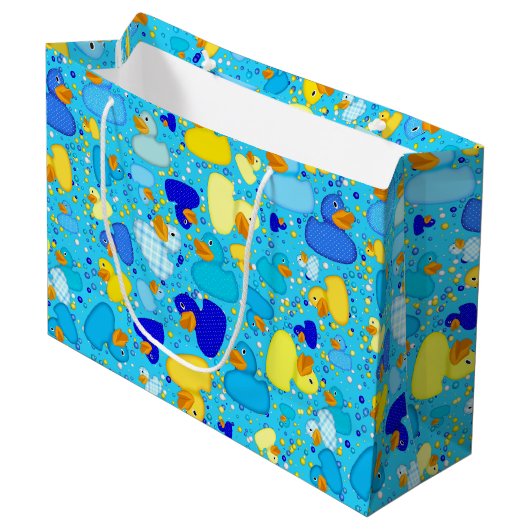 Eenden-n-Stippen-Style-3-Blue-2-GIFT BAG L Large Cadeautasje (Voorkant Gekanteld)