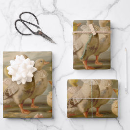Eenden - olieverfschilderij stijl wrapping geschen inpakpapier vel