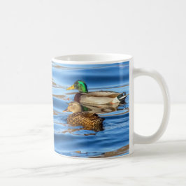 Eenden op blauw water koffiemok