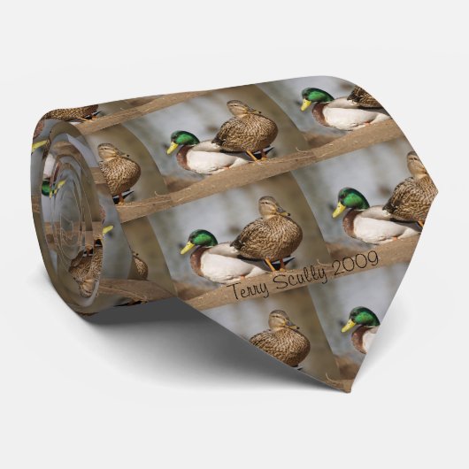 Eenden op een schelf-Stropdas Stropdas (Opgerold)