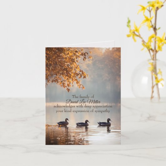 Eenden op herfst Lake Sympathie Dank u Kaart (Gele Bloem)
