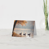 Eenden op herfstmeer notitiekaartje (Voorkant)