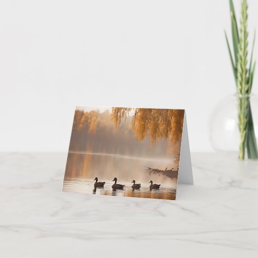 Eenden op herfstmeer notitiekaartje (Voorkant)