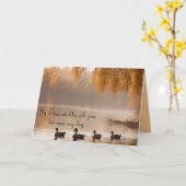 Eenden op herfstmeer voor verjaardag kaart (Gele Bloem)