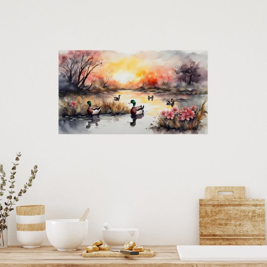 Eenden op het meer poster (Keuken)