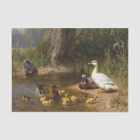 Eenden op het Water door Carl Jutz Tissuepapier (Voorkant)