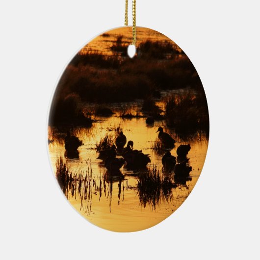 Eenden op Sunrise Keramisch Ornament (Rechts)