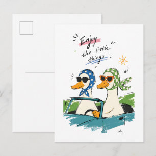 Eenden Roadtrip Geniet van Kleine Dingen Schattige Briefkaart