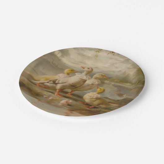 Eenden - Ronde papieren Borden Papieren Bordje (Gekanteld)