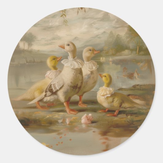 Eenden - Ronde Stickers voor Stationery (Voorkant)