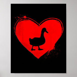 Eenden Silhouet Hartvorm Valentijnsdag Eendenliefh Poster