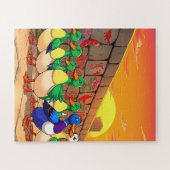 Eenden slenteren langs een pad voor kinderen legpuzzel (Horizontaal)