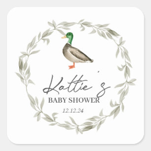 Eenden sticker, slijmvliessicker, eenden baby show vierkante sticker