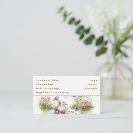 Eenden te koop Visitekaartjes (Staand voorkant)
