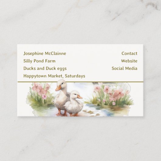 Eenden te koop Visitekaartjes (Voorkant)