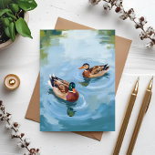Eenden Vijver Aquarel Geschilderd Briefkaart