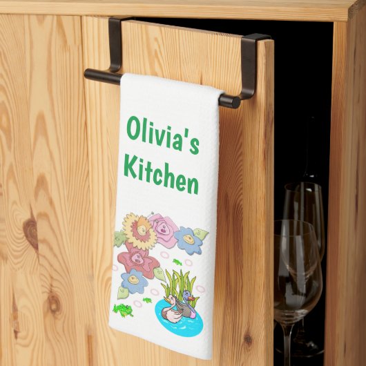 Eenden Vijver Bloemige Keuken Handdoek (Derde Gevouwen)