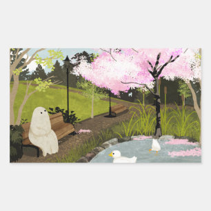 Eenden Vijver - Lente Rechthoekige Sticker