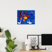 Eenden Voeren Acrylschilderij Kunstprint Poster (Thuiskantoor)