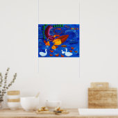 Eenden Voeren Acrylschilderij Kunstprint Poster (Keuken)