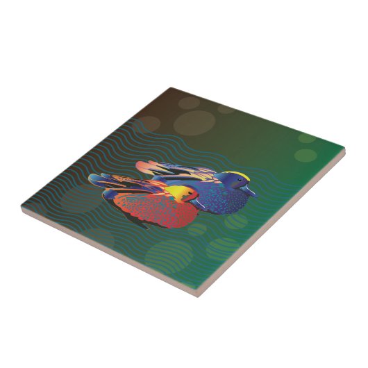 Eenden vogels koppel tegeltje (Zijkant)