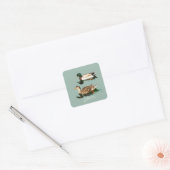 Eenden wilde eenden vierkante sticker (Envelop)