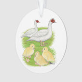 Eenden Witte Muscovy Familie Ornament (voorkant)