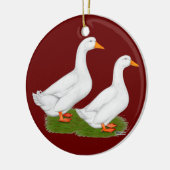 Eenden: Witte pekins Keramisch Ornament (Links)