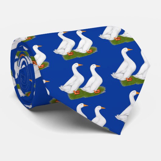 Eenden: Witte pekins Stropdas (Opgerold)