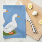 Eenden:  Witte pekins Theedoek (Quarter Fold)