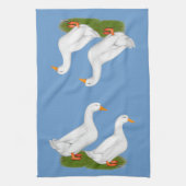 Eenden:  Witte pekins Theedoek (Verticaal)