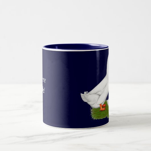 Eenden:  Witte pekins Tweekleurige Koffiemok (Center)