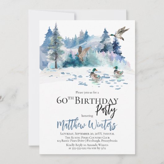 Eenden Woodland Forest Natuur 60th Birthday Party Kaart (Voorkant)